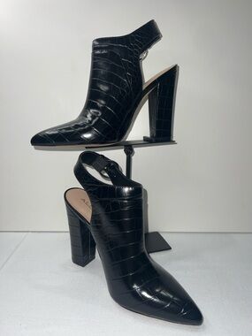 ALDO Black Croc Slingback Heels Size 7.5 Block Heel